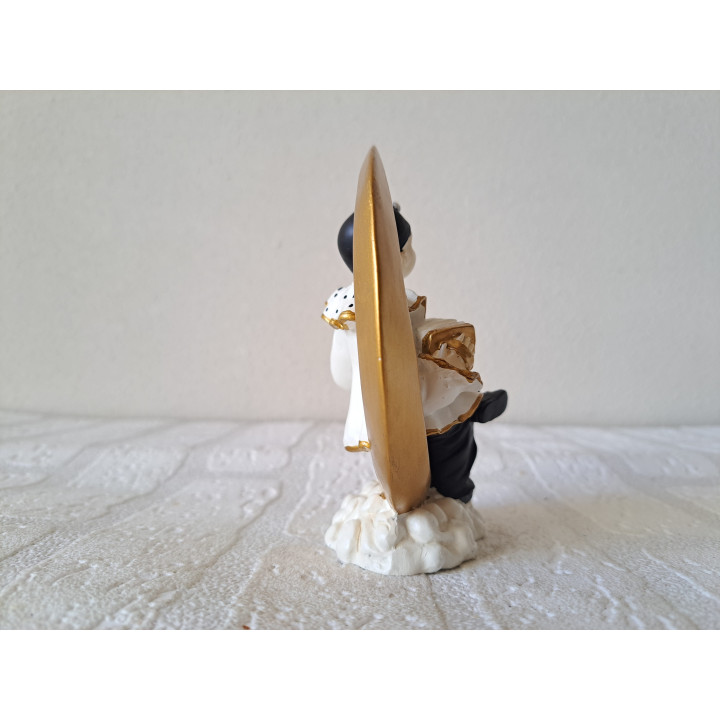 Pierrot clown met accordeon en maan, kunsthars 10x5.5x12cm - beeldjes