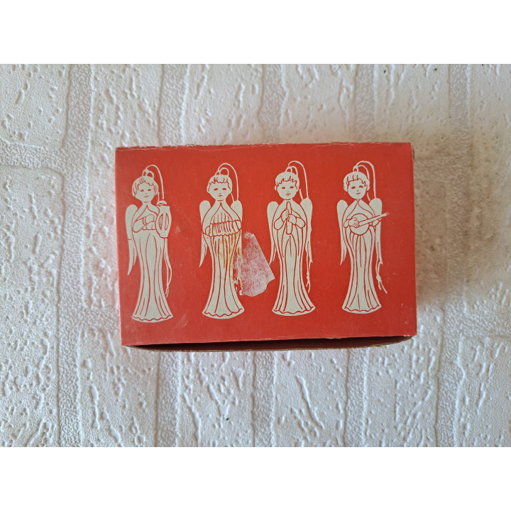 Kerstengelen met muziekinstrumenten, porselein 3x3x8cm - engelen