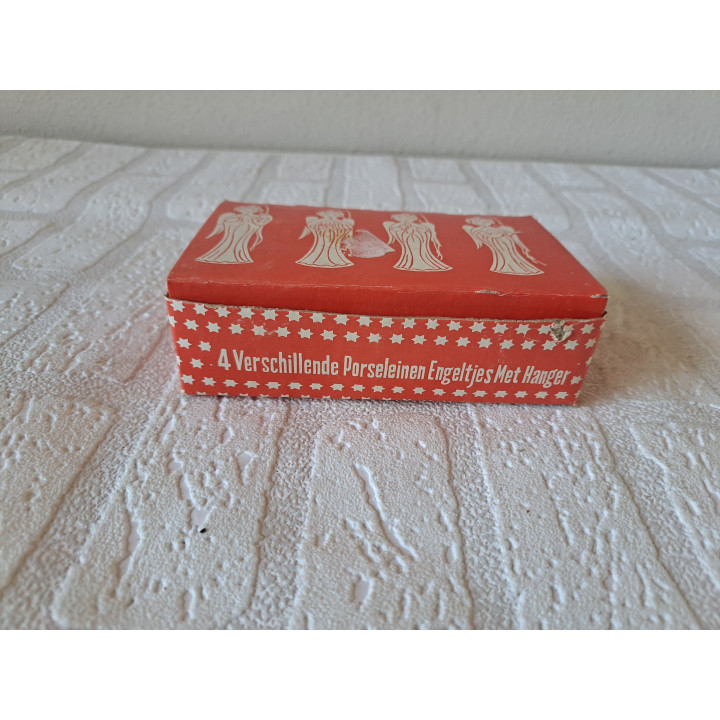 Kerstengelen met muziekinstrumenten, porselein 3x3x8cm - engelen