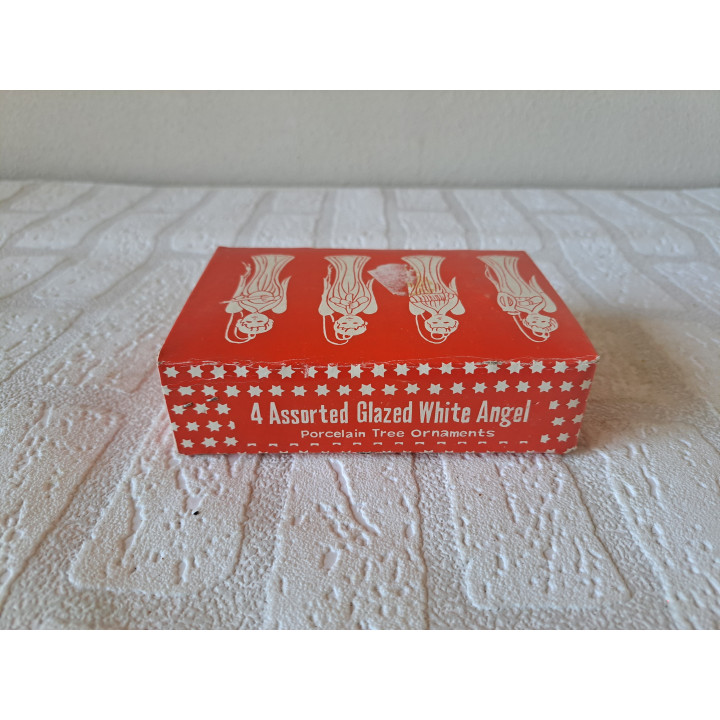 Kerstengelen met muziekinstrumenten, porselein 3x3x8cm - engelen