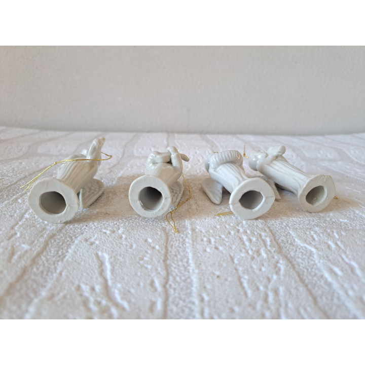 Kerstengelen met muziekinstrumenten, porselein 3x3x8cm - engelen