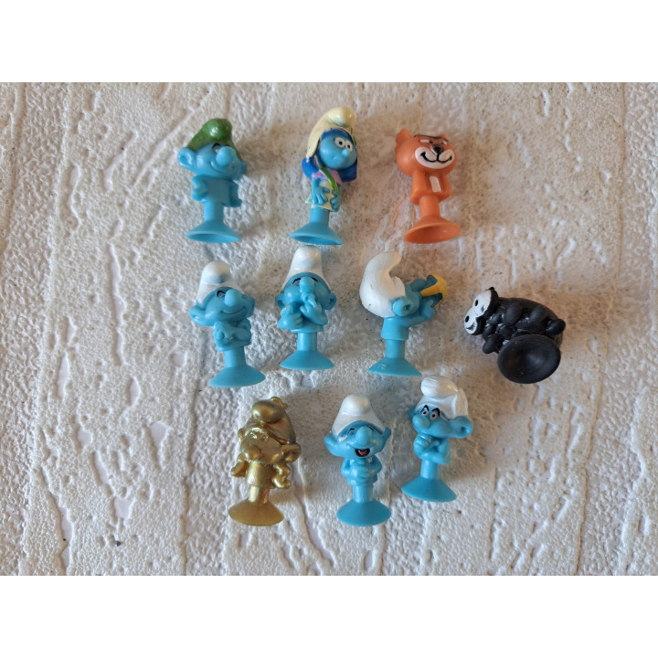 10 stuks smurfen, Peyo, rubber D1.5xH2.5cm- Smurfen