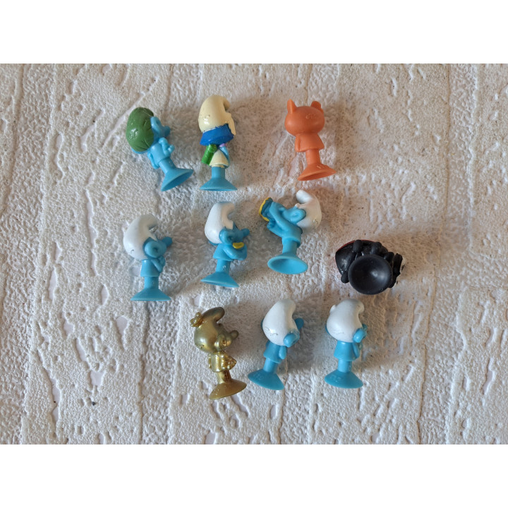 10 stuks smurfen, Peyo, rubber D1.5xH2.5cm- Smurfen