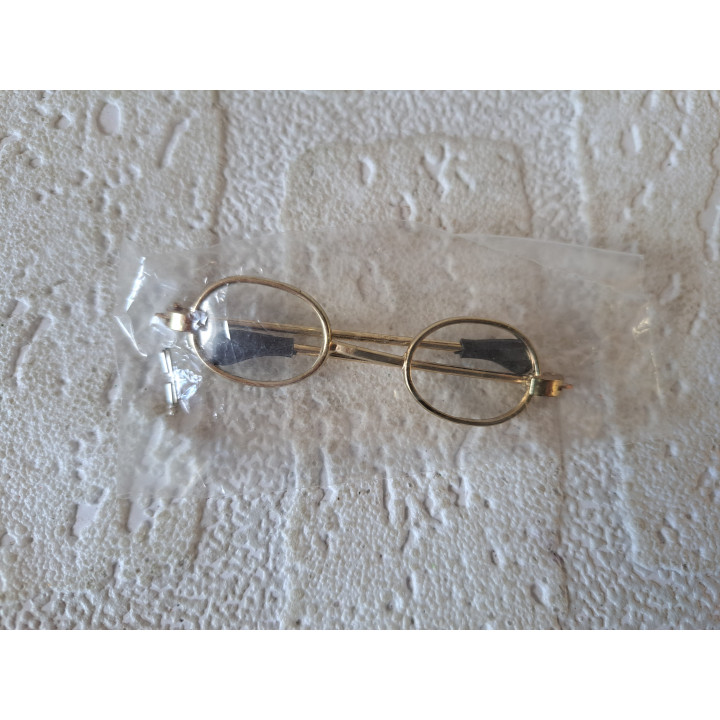 Poppen-beren bril met kunststof glazen, metaal 6x1.5cm- mini brillen