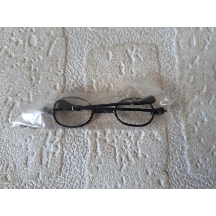 Poppen-beren bril met kunststof glazen, metaal 6x1.5cm zwart - mini brillen