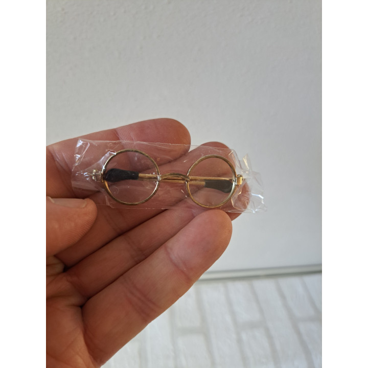 Poppen-beren bril met kunststof glazen, metaal 6x2cm