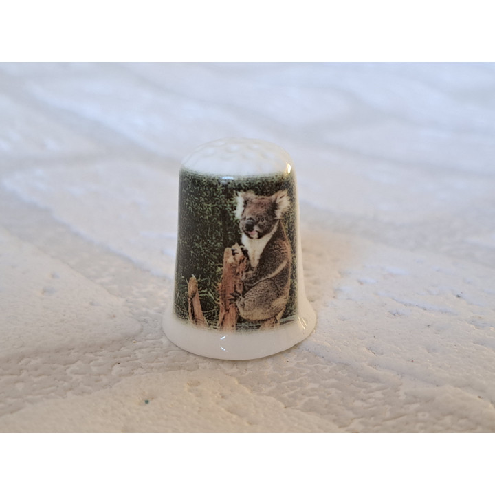 Koala beer hangend aan een tak vingerhoedje