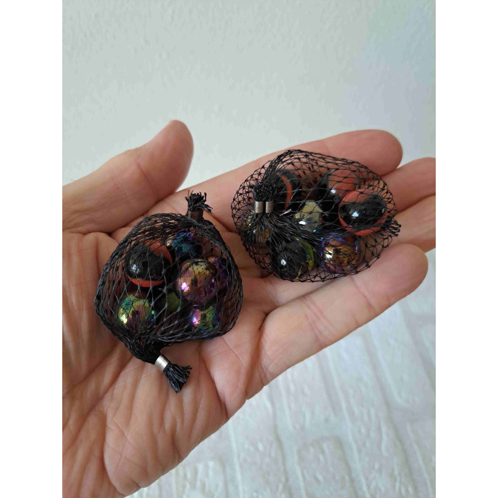 Marbles Pearl Glass 2 Nets with 7 Marbles Ø1cm Unused