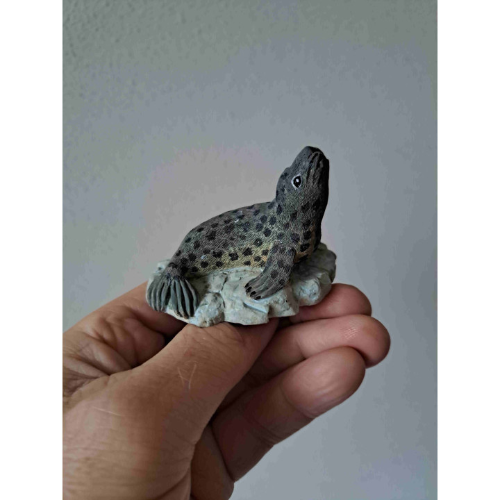 Zeehond op ijsschots met kop omhoog, kunsthars 7x5x5.5cm