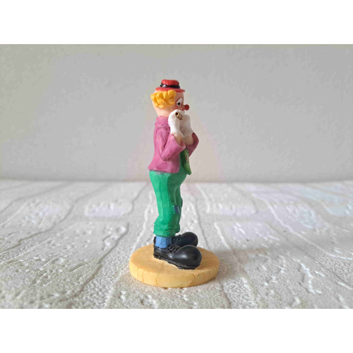 Clown met dwarsfluit, kunsthars D4xH9cm - beeldjes