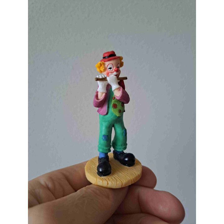 Clown met Dwarsfluit Beeldje D4xH9cm - Kunsthars