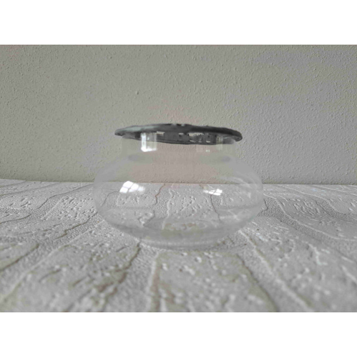 Potpourri kom met kolibries, 1989 Tin-glas D10x6.5cm - Potpourri