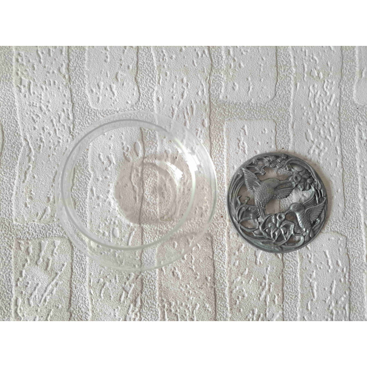 Potpourri kom met kolibries, 1989 Tin-glas D10x6.5cm - Potpourri