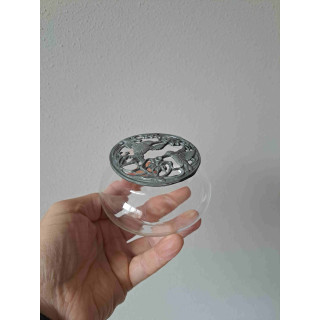 Potpourri kom met kolibries, 1989 Tin-glas D10x6.5cm