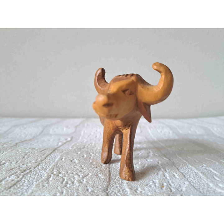 Waterbuffel van handsnijwerk, hout 13x5x7cm