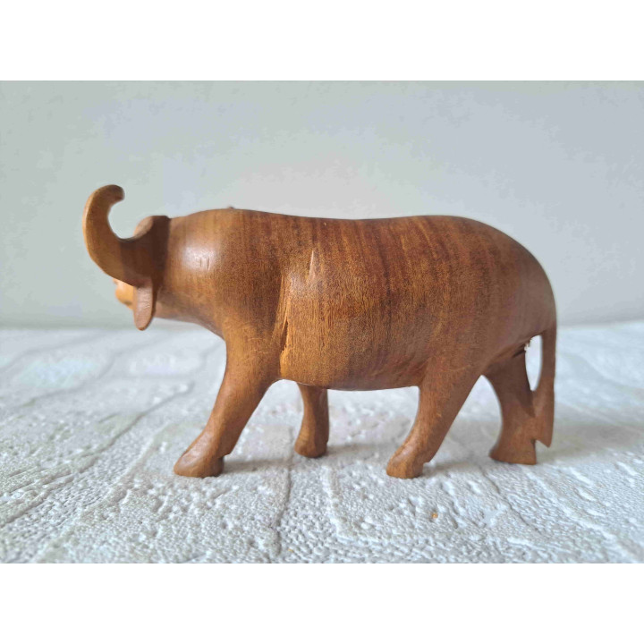 Waterbuffel van handsnijwerk, hout 13x5x7cm