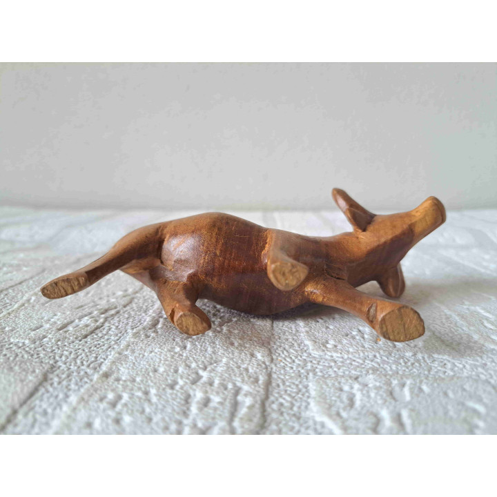 Waterbuffel van handsnijwerk, hout 13x5x7cm