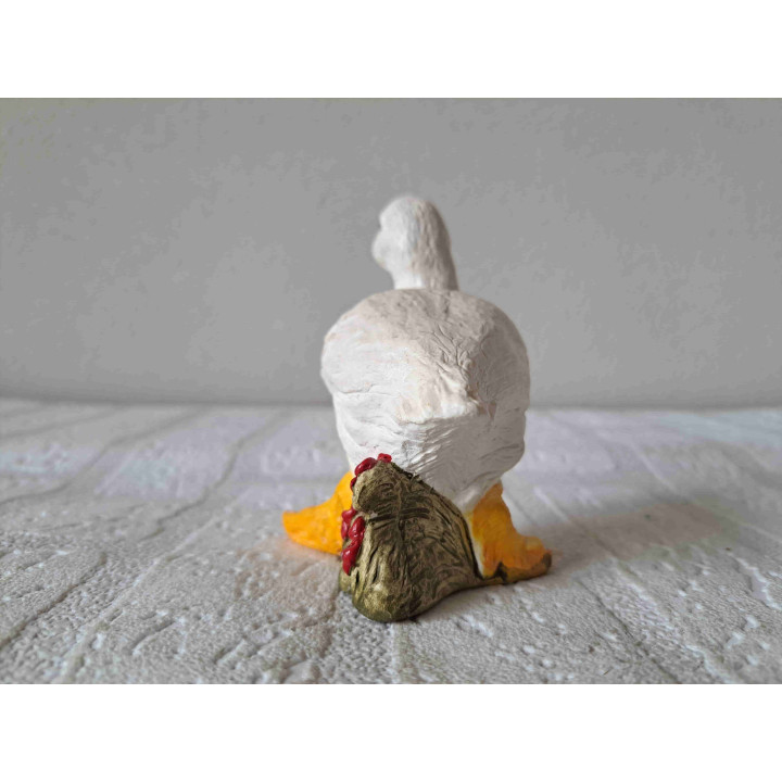 Gans met bloemen, aardewerk 11x5x10cm - dierfiguren