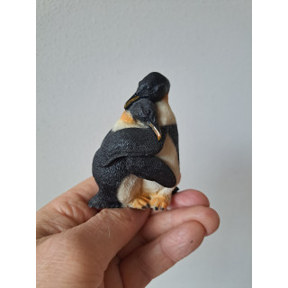 Knuffelende pinguins, kusthars Lucchesi FARO 6.5x5x8cm