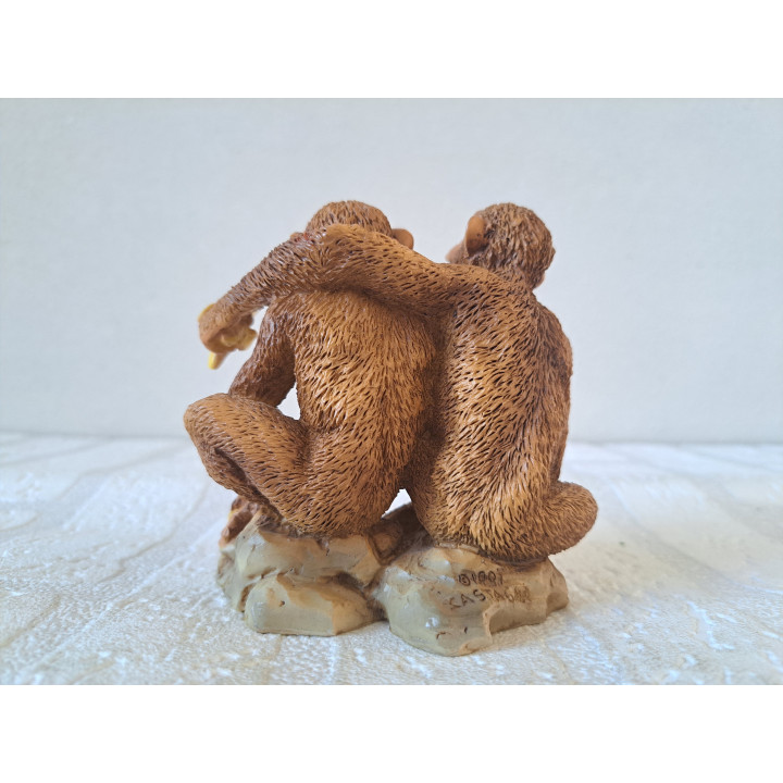 Apen met banaan, kunsthars Castagna Italië 10x7.5x10cm - dierfiguren