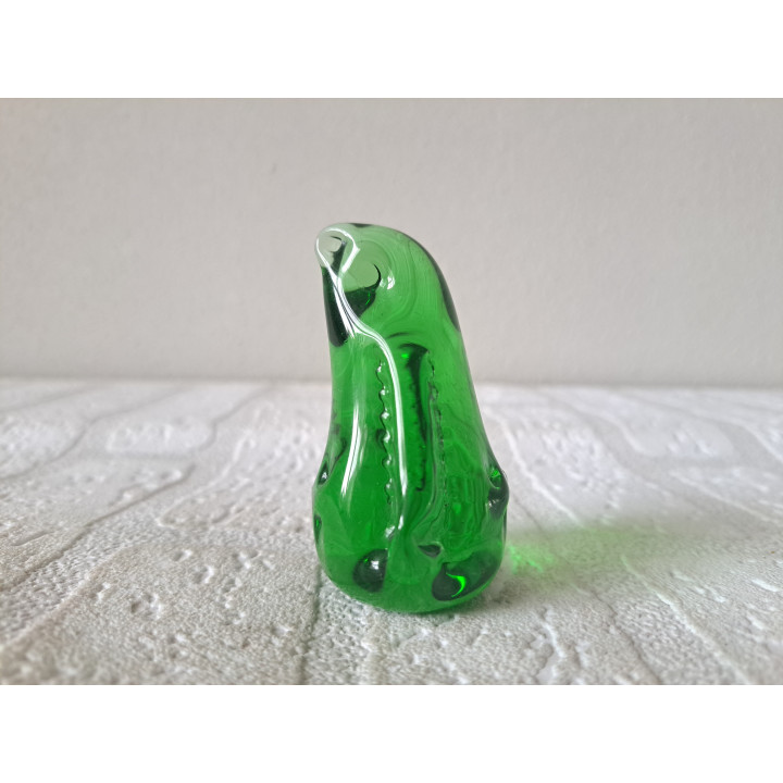 Groene pinguïn van massief glas 5x4x7cm - glas
