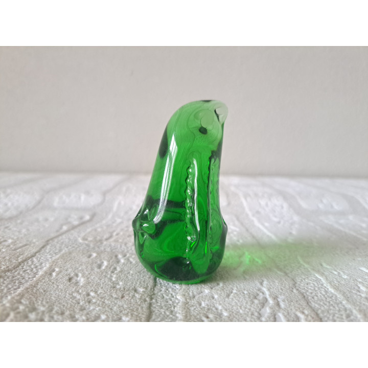 Groene pinguïn van massief glas 5x4x7cm - glas
