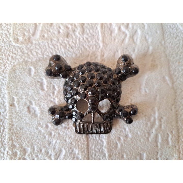 Schedel met gekruiste botten broche, metaal 5x4x1cm - broche
