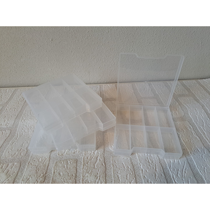Set opbergdoosjes met 8 vakjes, kunststof 13x13x2cm