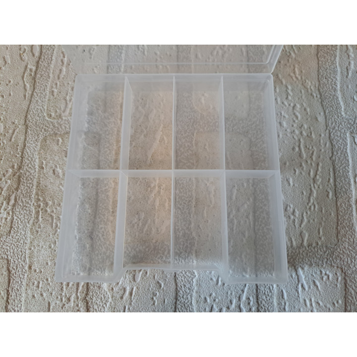 Set 4 stuks opbergdoosjes met ieders 8 vakjes, kunststof 13x13x2cm - opbergdoosjes