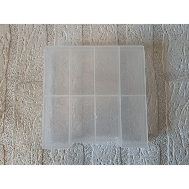 Set 4 stuks opbergdoosjes met ieders 8 vakjes, kunststof 13x13x2cm - opbergdoosjes