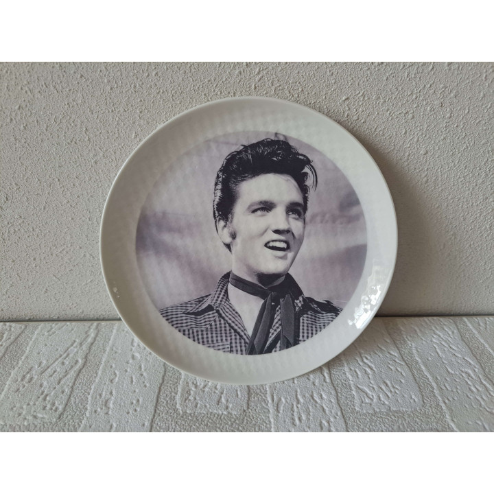 Ontbijtbord met Elvis Presley foto, porselein D17XH2cm - handgemaakt