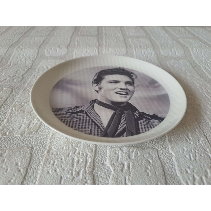 Ontbijtbord met Elvis Presley foto, porselein D17XH2cm - handgemaakt