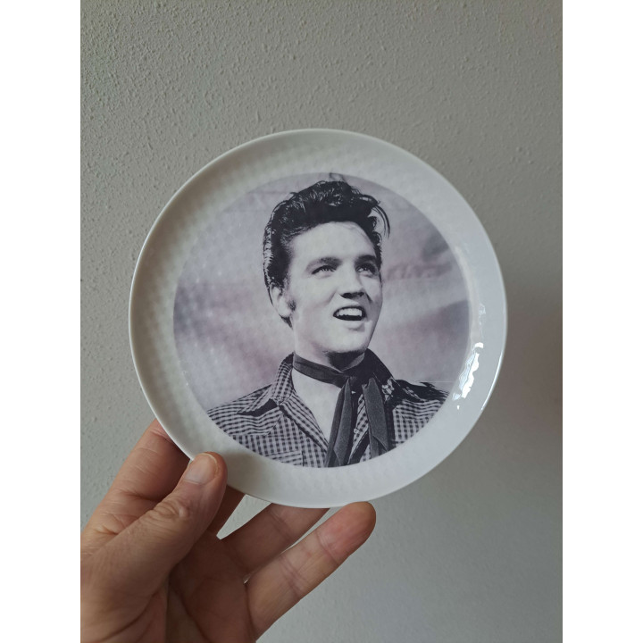 Ontbijtbord met Elvis Presley foto, porselein D17XH2cm - handgemaakt