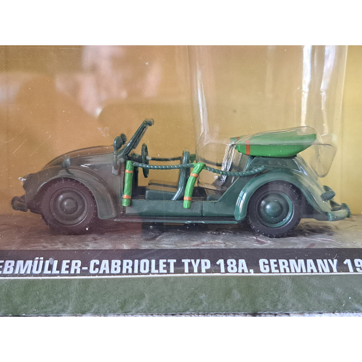 Volkswagen kever Hebmuller 18A Duitsland 1:43 Atlas 7123115 - militair