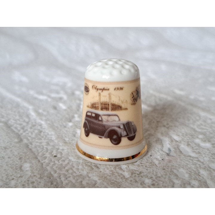 Opel Olympia Limousine 1936 Reclame vingerhoedje, goudrandje