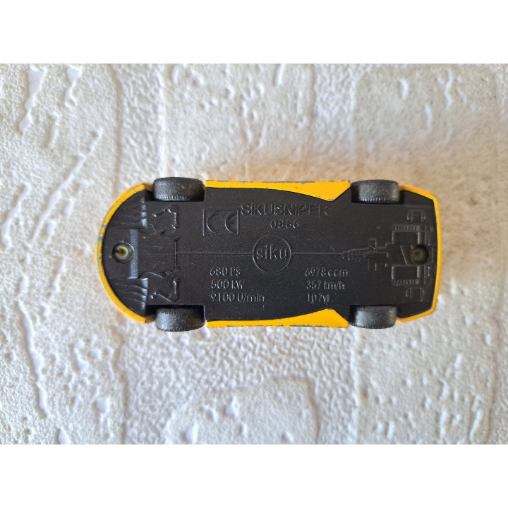 Hispano Suiza HS 21 GTS Sikusniper 1:55 Siku 0866 geel (2) - modelauto