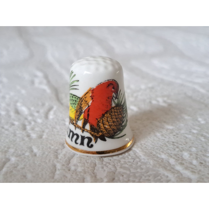 Tropische vogels ANTUMN vingerhoedje met goudrandje