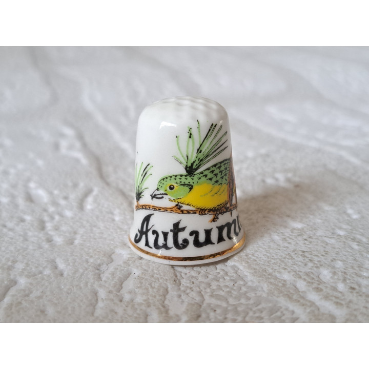 Tropische vogels ANTUMN vingerhoedje met goudrandje - Verzamelobject