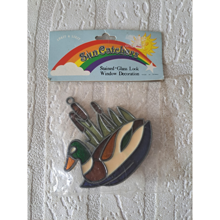 Eend raamdecoratie met zuignap Sun Catcher, metaal 8x9cm - Verzamelobject