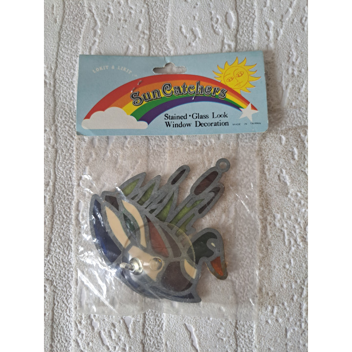 Eend raamdecoratie met zuignap Sun Catcher, metaal 8x9cm - Verzamelobject