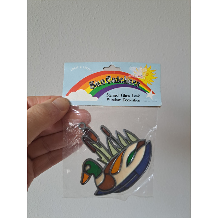 Eend raamdecoratie met zuignap Sun Catcher, metaal 8x9cm
