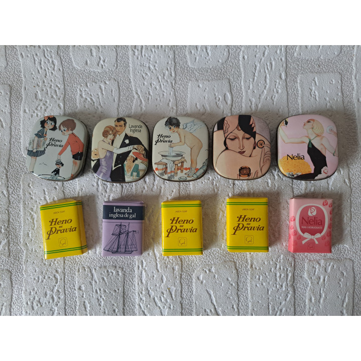 5 stuks zeepdoosjes met zeep, blik 5x6x1.5cm - zeepdoosjes