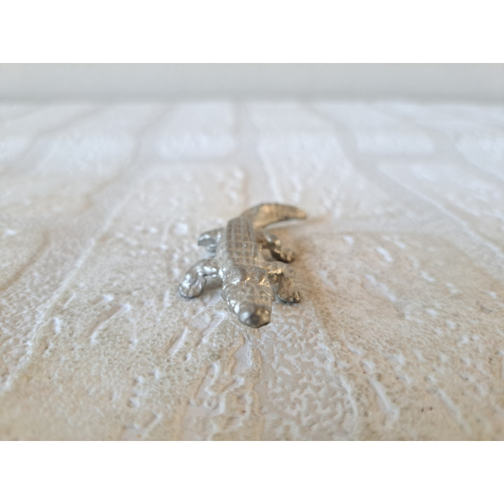 Krokodil, metaal 6x2x1cm - dierfiguren