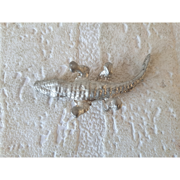 Krokodil, metaal 6x2x1cm - dierfiguren