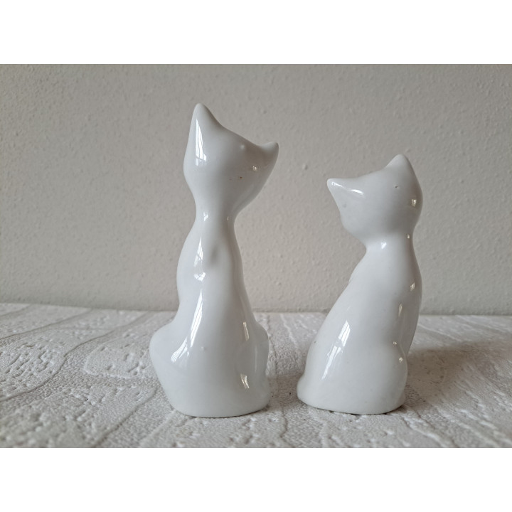 Male Female Cat Porcelain Figurine Couple Decor