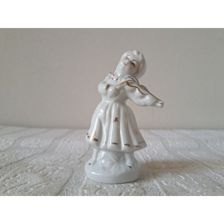 Meisje met jurk en viool, porselein 6x5x10cm - beeldjes