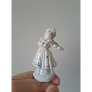 Meisje met jurk en viool, porselein 6x5x10cm