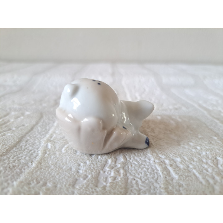 Porcelain pig lying in trough miniature 4cm