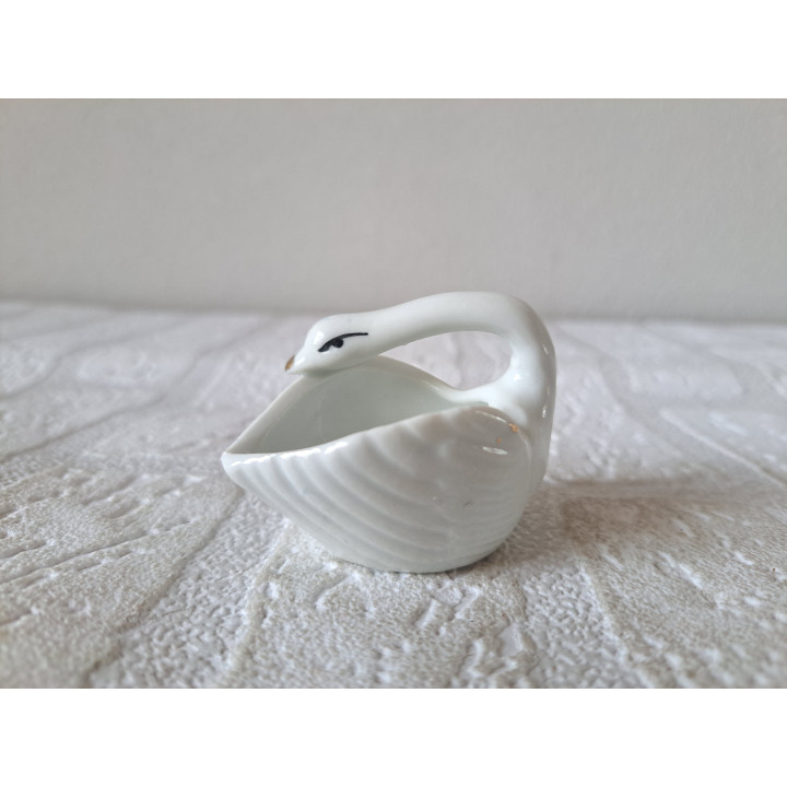 Zwaan sieraden-pillen-bloempotje, porselein 6x4x4cm - dierfiguren