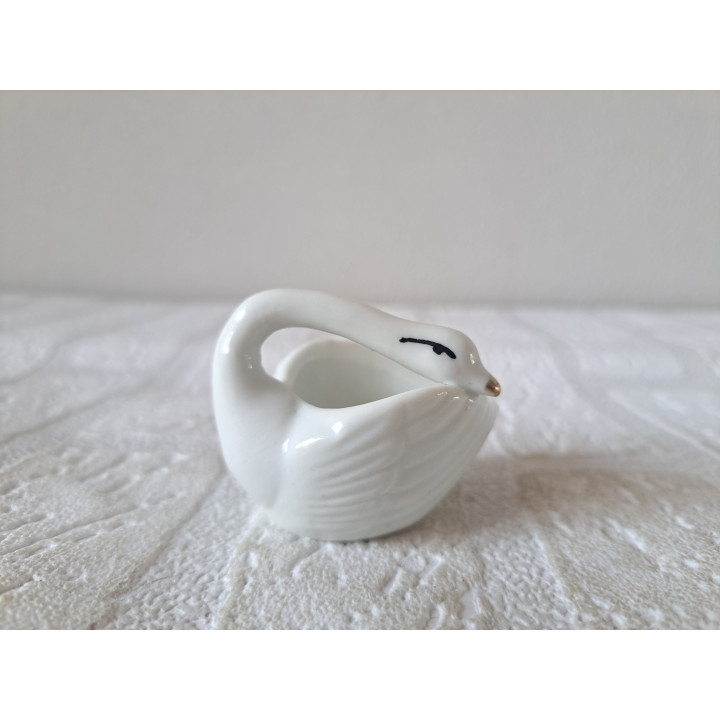 Zwaan sieraden-pillen-bloempotje, porselein 6x4x4cm - dierfiguren